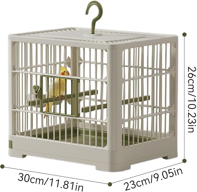 Bird Cage - Travel Bird Cage, Portable Bird Carrier | Lightweight Cage for Small Birds with Standing Pole, Detachable Tray with Hook Handle, Bird House