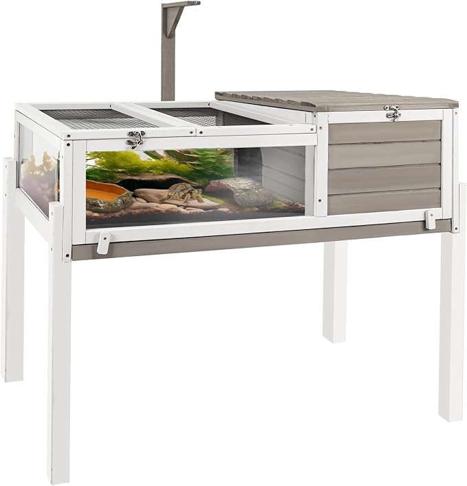 Ketive Tortoise Habitat Large Tortoise Enclosure House with Detachable Legs Indoor & Outdoor, Reptile Cage for Small Animals-Leakproof Tray