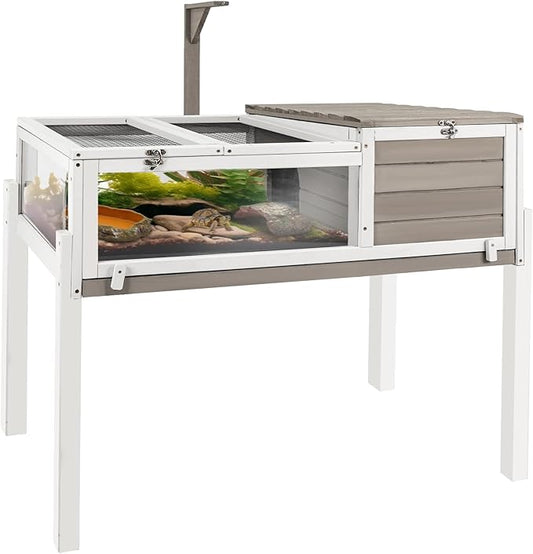 Ketive Tortoise Habitat Large Tortoise Enclosure House with Detachable Legs Indoor & Outdoor, Reptile Cage for Small Animals-Leakproof Tray