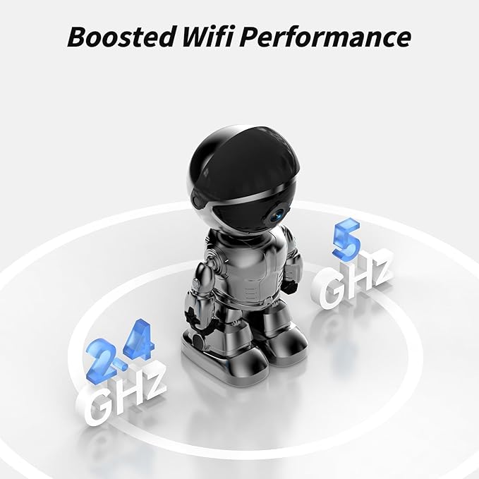 Chpuss Indoor Camera Robot, 2k 5g/2.4ghz WiFi Pet Robot Cam with Phone App EseeCloud, 360 PTZ Nanny Cam Dog Cam with Audio/Video, Spy Camera 2-Way Audio Motion Tracking 7/24 Night Vision