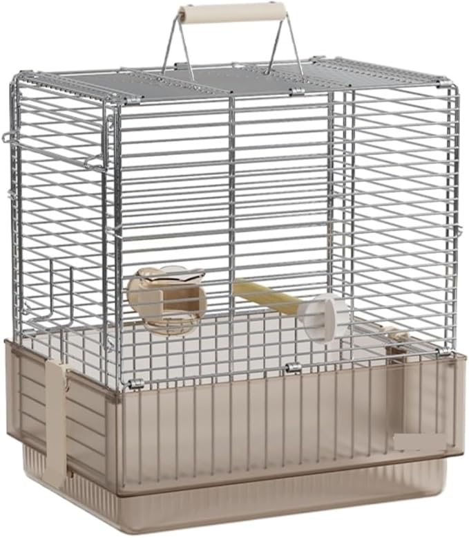 Bird Cage Parrot Cage Stainless Steel Folding Bird Travel Carrier Cage for Parrots Conures with Stand Flight Birdcage(Brown)