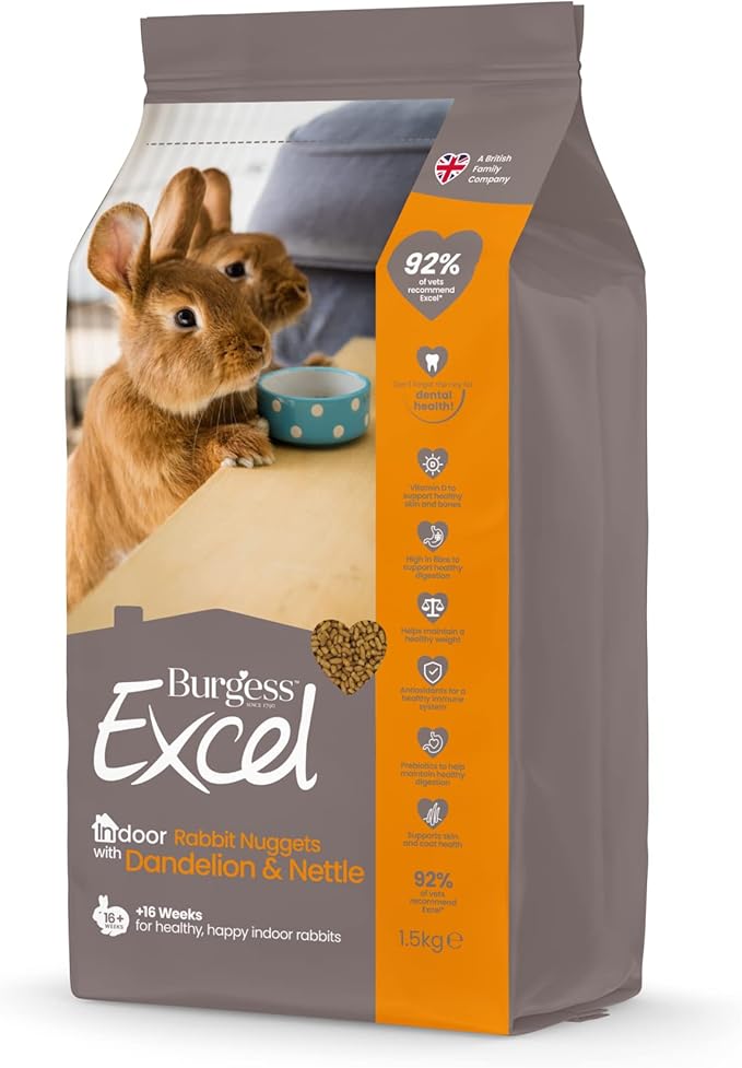 ADSDIA Excel Burgess Indoor Rabbit Nuggets, 1.5 kg