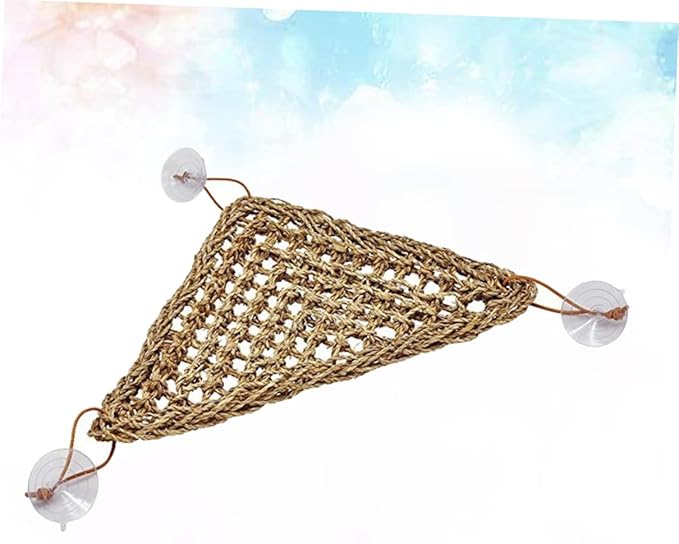 Garneck Stable Triangle Reptile Hammock for Lizards and Small Crabs Natural Texture Swing Mat with Suckers for Easy Installation and Elevated Comfort