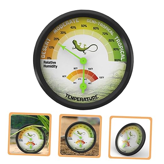 Abaodam High Precision Reptile Thermometer and Humidity Gauge Mechanical Hygrometer for Terrarium and Pet Boxes Easy Install No Battery Needed
