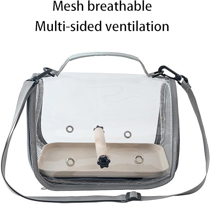 Bird Carrier Backpack Bird Bag Panoramic View Breathable Foldable with Perch Removable Tray for Peony Little Sun Tiger Skin Monk (White)