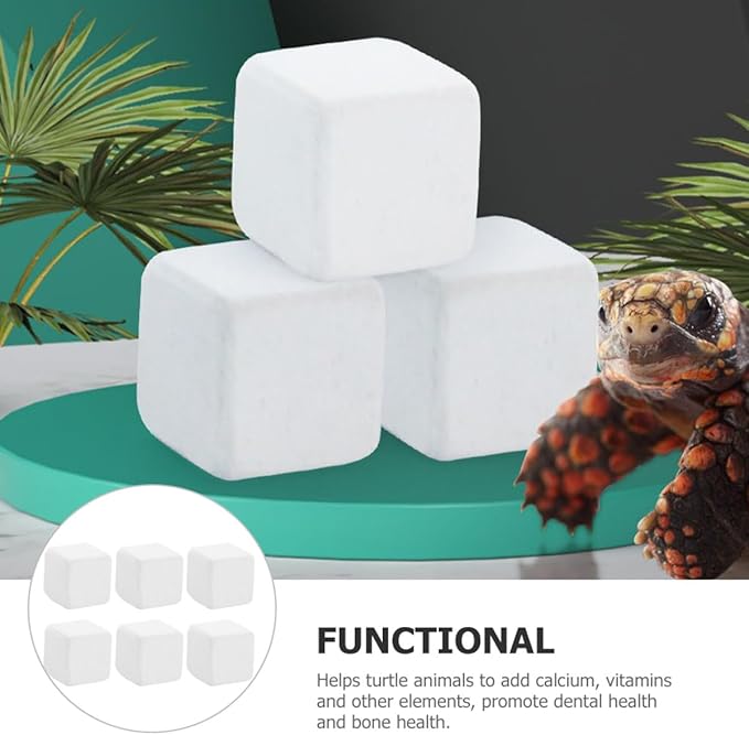 6pcs Tortoise Calcium Blocks for Reptile Health Supplement, Natural Calcium Cubes with Essential Micronutrients for Turtle and Aquarium Tank Use
