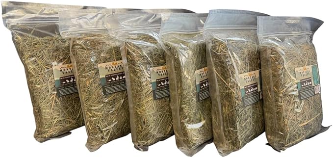 Timothy and Alfalfa Hay for Rabbits, Guinea Pigs and Hamsters, 60/40 Blend, Six 1 lb Bags, Natural Small Animal Forage, Montana Valley Hay, High Fiber Digestive Support For Daily Feeding Use