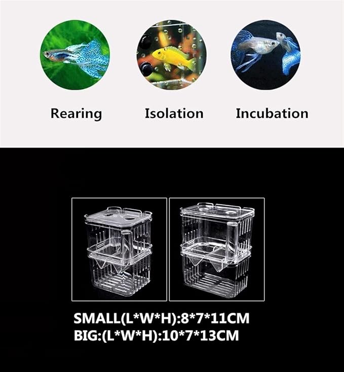 Fish Tabk Double Layer Clear Fish Farming Isolation Aquarium Planting Fish Tank Incubator Fish House Home Ecological Landscape Cool Fish Tank(Medium)