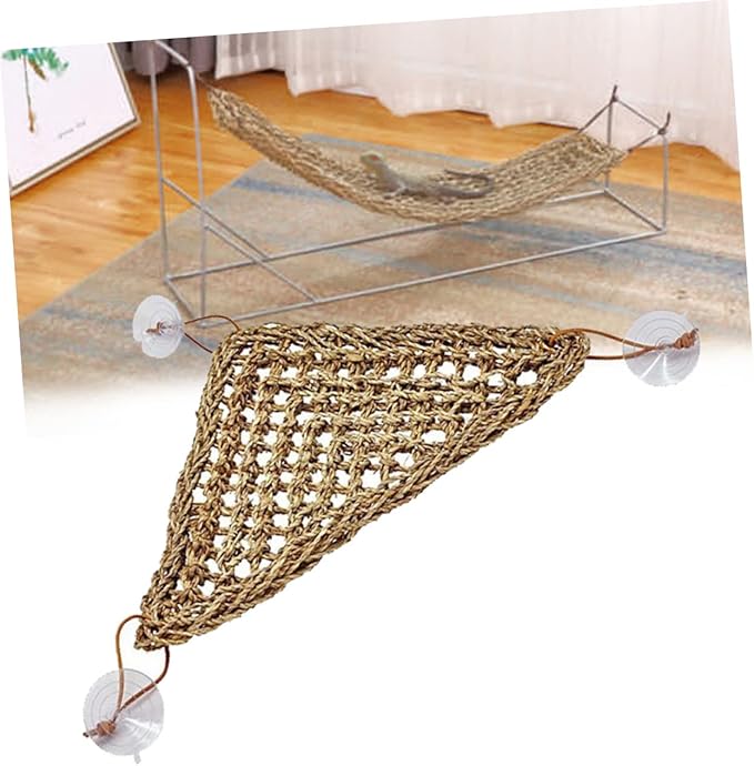 BESPORTBLE Stable Triangle Reptile Hammock Mat for Lizards and Small Pets Elevated Swing Bed with Suckers for Easy Installation and Natural Shedding Texture