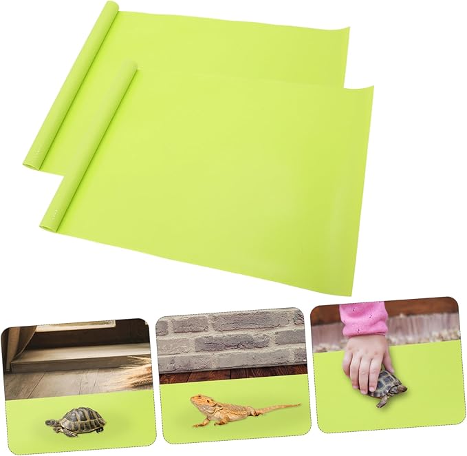 ORFOFE 2Pcs Reptile Terrarium Pad Green Non-Absorbent EVA Substrate Carpet Soft Floor Bedding for Snake Habitat and Reptile Cage