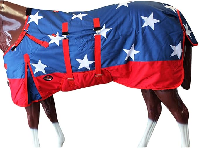 American Flag 82 in HILASON 1200D Winter Waterproof Poly Horse Turnout Blanket Belly Wrap
