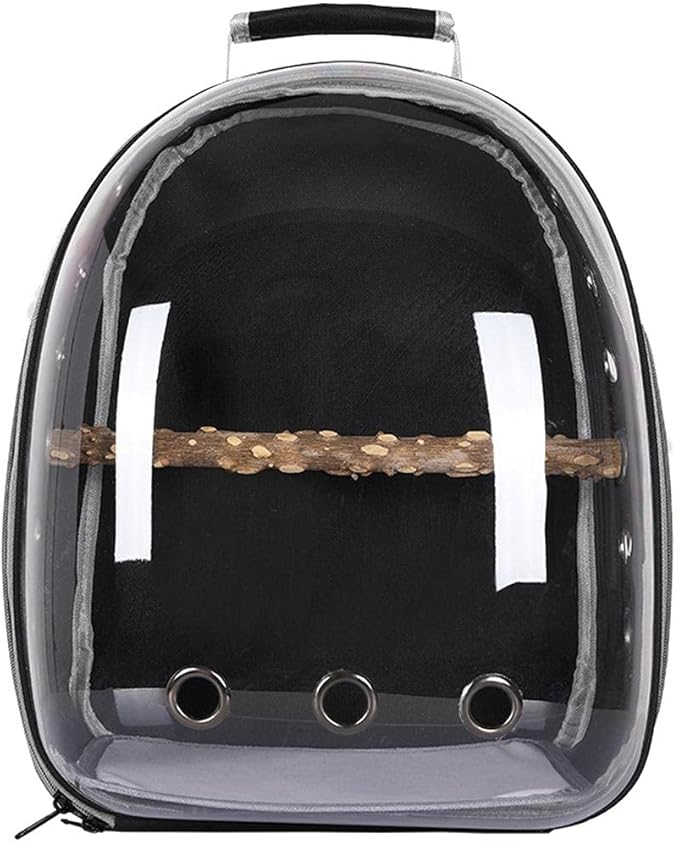 Zerodis Bird Travel Bag, Bird Carrier Backpack Space Capsule Clear Bubble Window Small Animal Travel Backpack Transparent Backpack Breathable Parrot Backpack (Black)