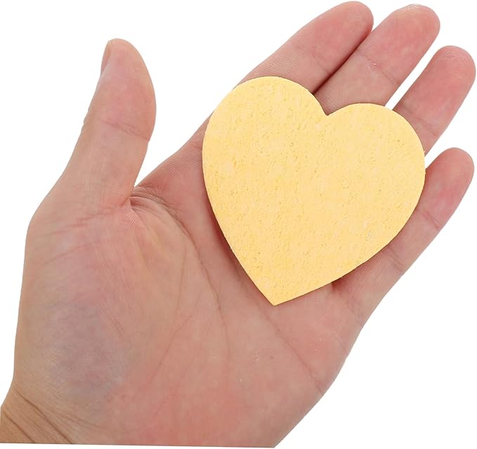 Mikikit 10pcs Heart Shape Sponges for Reptile Tank Pet Drinking Sponge Accessories for Crab Fish Tank Humidity Maintenance