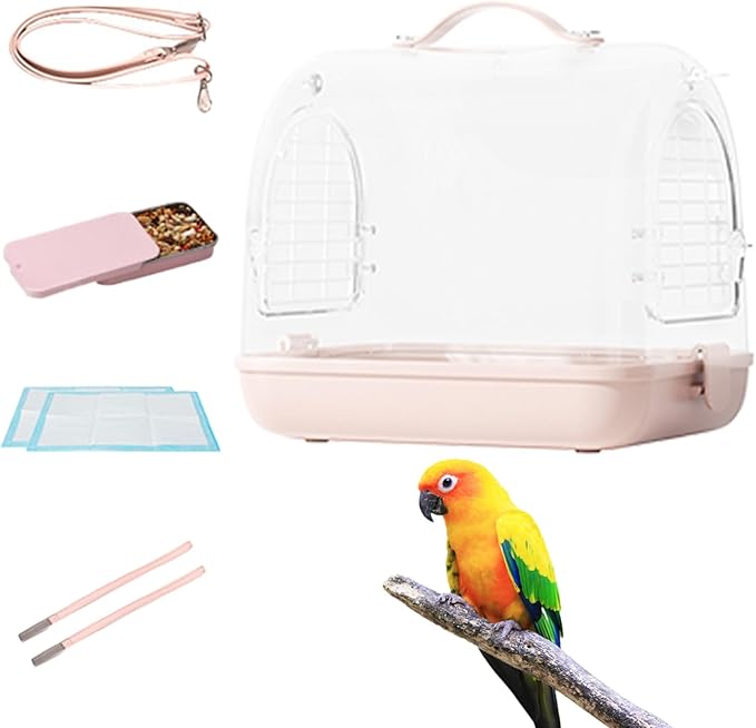 Bird Travel Cage - Portable Biird Carrier Backpack, Transparent Cockatiel Cage | Small Pet Carrier Bag with Shoulder Strap, Removable Cockatiel Travel Accessories, Transport Bag for Parakeet