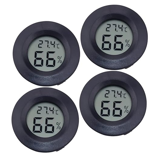 Milisten 4pc Multi-use Digital Thermometer and Hygrometer Humidity Gauge for Aquarium Home Reptile Compact and Portable Celsius