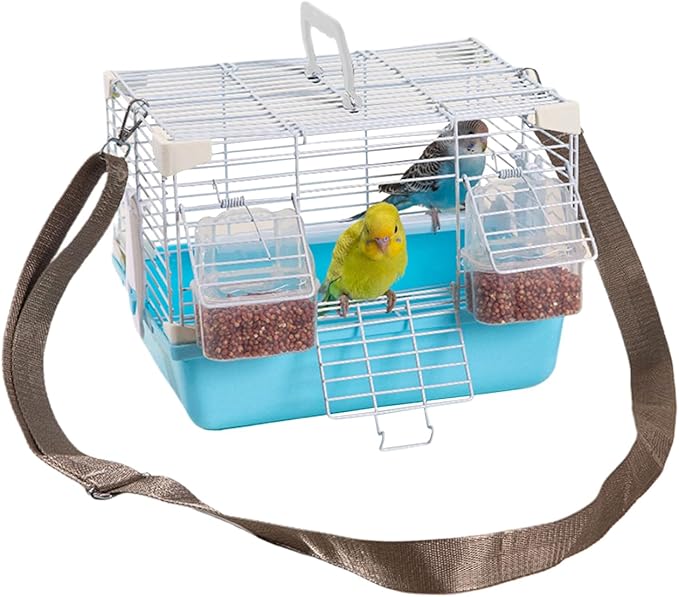 Bird Travel Cage - Portable Heavy-Duty Cages, Comfortable Handle, Small Animal Housing, Durable Pet Carrier | Safe Travel Cage for Cockatiels Budgies Peony Pearl Munias Home Outdoor