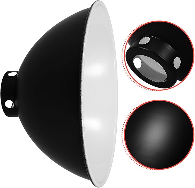 COLLBATH Reptile Lampshade Heat Lamp Protector Insulation Reflector 8.5-Inch Black Exterior White Interior for Reptile Box Heating Habitat Lighting