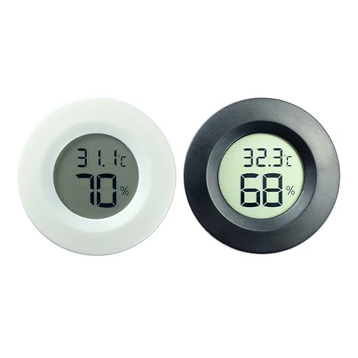 Electronic LCD Digital Thermometer Hygrometer Round Temperature Humidity Meter for Glass Container Fishtank Hygrometer Indoor Humidity for Reptiles Hygrometer Thermometer for Tank