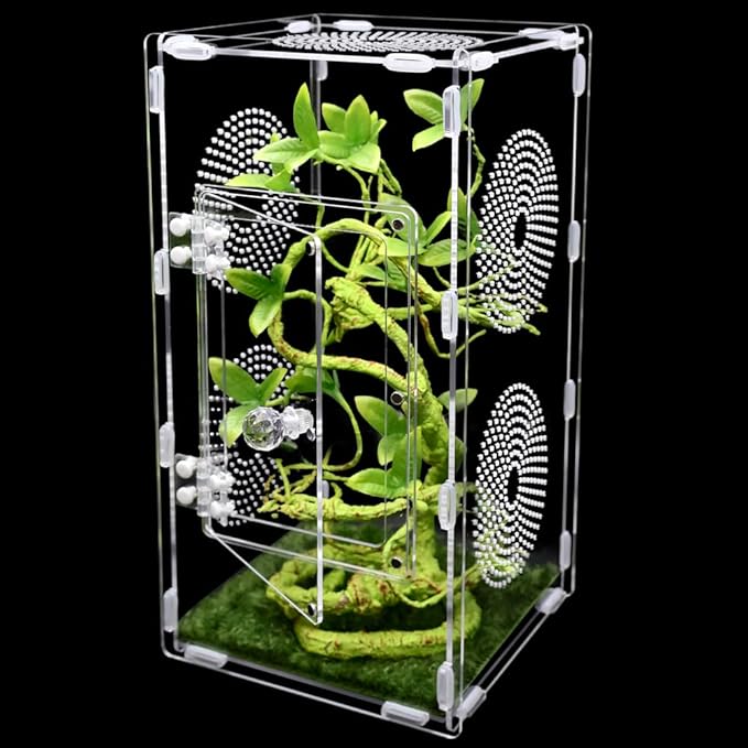 Large Jumping Spider Enclosure, Tarantula Enclosure with Front Opening Door, Spider Enclosure for mantises, Lizards, Frogs and Insects. (6x6x12 Inch, Assemble)