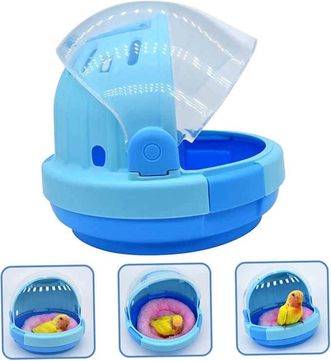 Portable Parrot Carrier Lightweight Travel Cage for Small Birds Handheld Design Blue Cozy Nest for Safety and Comfort During Outings