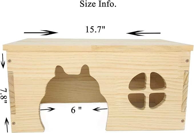 Wooden Guinea Pig Hideout, Chinchilla House, Baby Rabbit House, Dwarf Bunny Hut Hideout Wood, Small Animal Hideout for Rats, Hedgehog