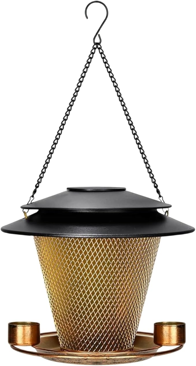 Garden Bird Feeder Weather Rain Protections Feeding Station with Water Bowl Hanging for Outdoor Wild