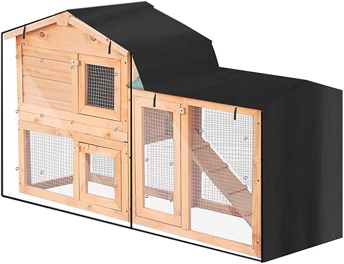 Triangle Rabbit Hutch Cover, Waterproof 210D Oxford Fabric With Adjustable Hem And Zipper, Clear Front For Indoor Outdoor Rabbit Or Guinea Pig Hutch, Green(black 147x52x86cm)