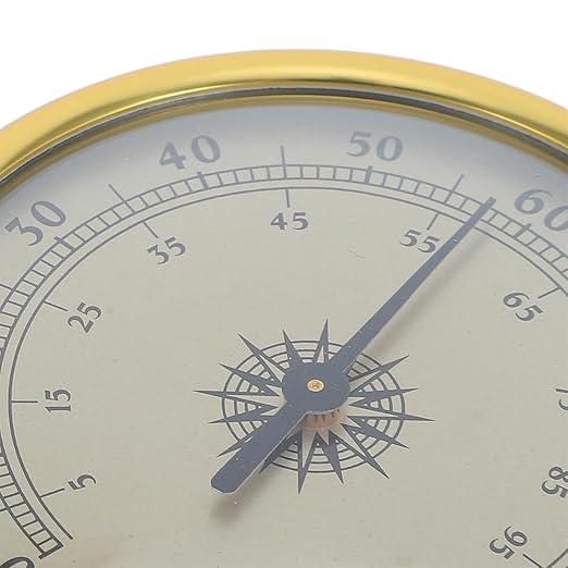 Mechanical Hygrometer: Decorative Gold Humidity Indicator - 2% RH Resolution Analog Wall or Surface Mount Gauge for Greenhouse Guitar Case or Office Desk