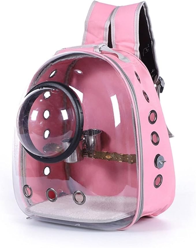 ENGENDER Bird Cage Lightweight Bird Carrier Backpack Travel Cage Bird Breathable Transparent Creative Space Cabin Shape Design Bird Utensils Parakeet Cage(Blue)