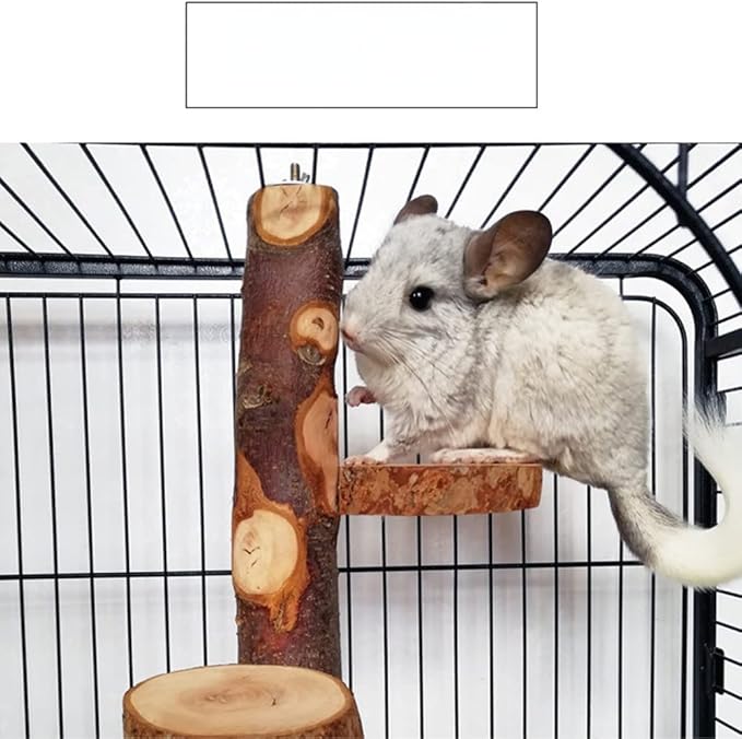 Chinchilla Large Hanging Wooden Rotating Platform - Small Animal Natural Fruit Wood Standing Platform for Squirrels, Sugar Gliders & Birds