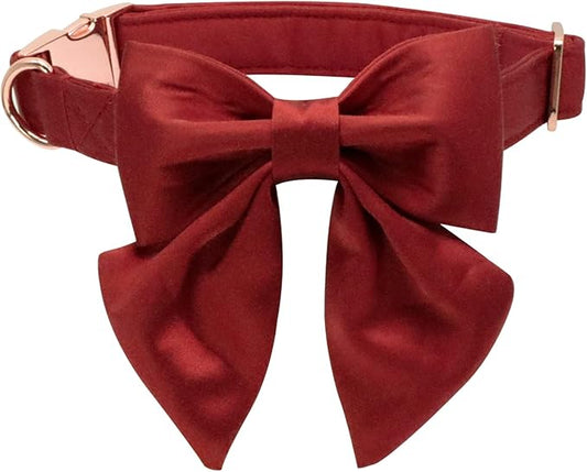 Lionet Paws Bowtie Dog Collar - Comfortable Silk Dog Collar with Detachable Bow Tie for XLarge Dogs, Neck 16-26 Inches