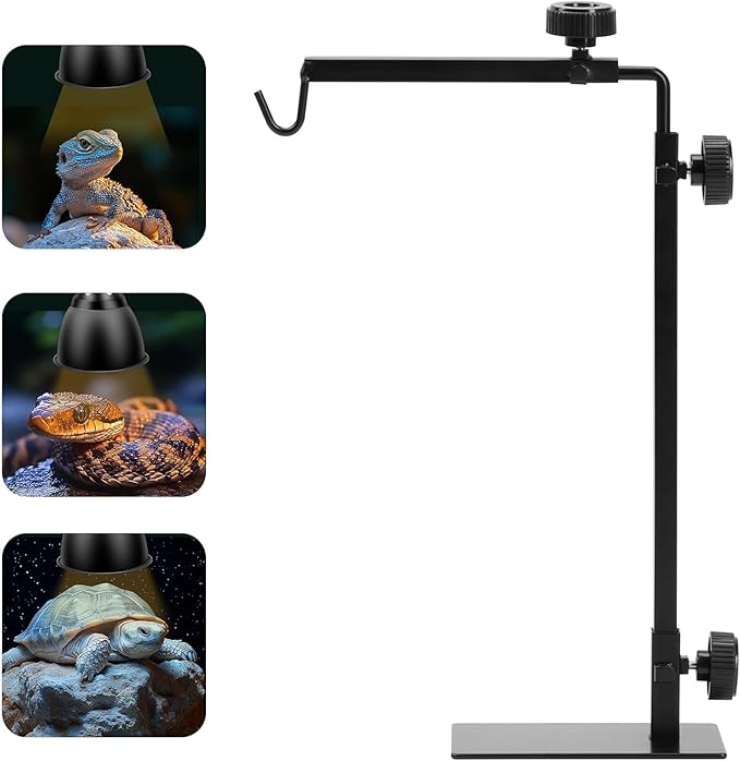 Simple Deluxe Reptile Light Stand Adjustable 14-26 inch Floor Lamp Holder, Metal Bracket for Reptile Tank & Terrarium Heating Light