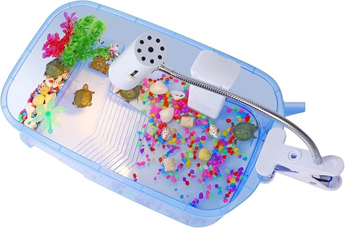 Reptiles Terrariums Terrapins Habitat with Basking Platform Anti-Escaping Hermit-Crab Accessories Turtle Habitat