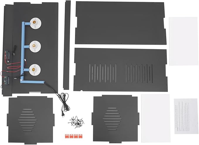 Reptile Breeding Box, Dual-Zone Temperature Controlled Terrarium Precision Thermostat Large PVC Glass Habitat with 3 E27 Lighting Heating Enclosure for Reptile Incubation Daily Feeding Display (Black)