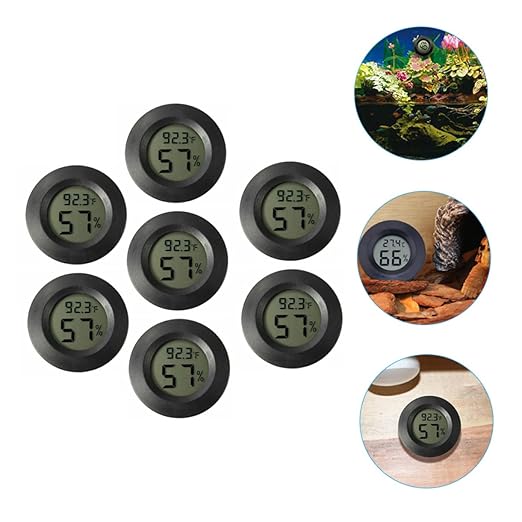 VICASKY Compact Digital Thermohygrometer Kit 7pcs Mini Reptile Tank Thermometers Humidity Meters for Home Office Outdoor