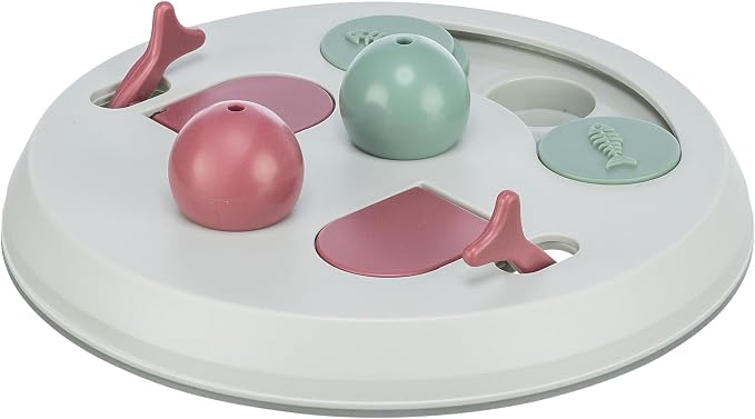Trixie Cat Activity Flip Board ?€? 4-Module Treat Puzzle Enrichment Toy for Mental Stimulation & Slow Feeding ?€? Interactive Cat Toy for Indoor Cats ?€? Berry/Gray, 9 x 9 x 2.5 in by TRIXIE