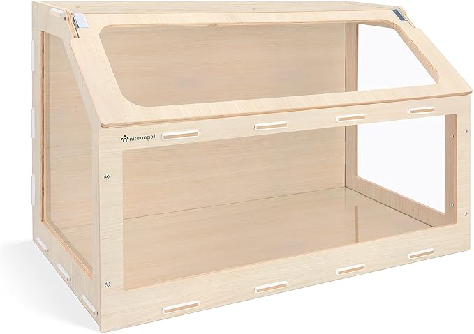 Niteangel Vista Hamster Cage W/Oblique Opening Cage Door - MDF Aspen Small Animal Cage for Syrian Dwarf Hamsters Degus Mice or Other Similar-Sized Pets (Small - 32.9 x 17.2 x 21.1 inches, Burlywood)