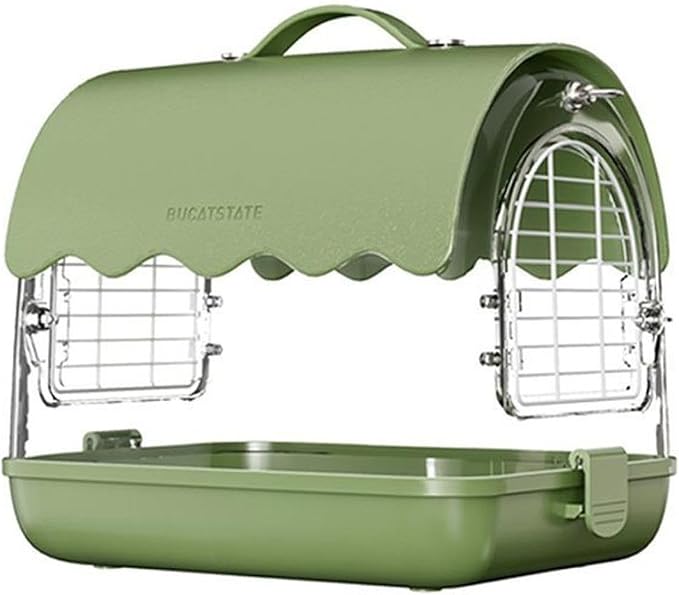 Portable Bird Transporter with Convenient Carrying Straps, PU Leather Green