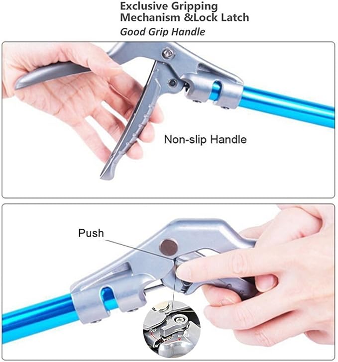 47'' Snake Tong Reptile Grabber Rattle Snake Catcher Wide Jaw Handling Tool with Lock and Comfortable Grip Handle All-Aluminum Alloy Professional
