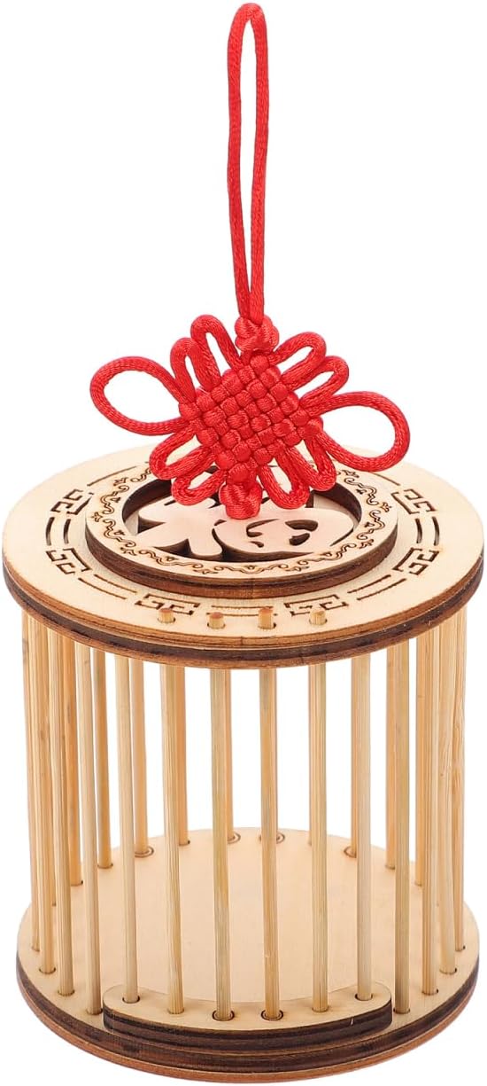 FRCOLOR Wooden Cricket Cage Carrying Cylindrical Enclosure Budgie Butterfly Habitat Insect Dragonfly Breeding Finch Feeder Bird Cage Kids Outdoor Toys