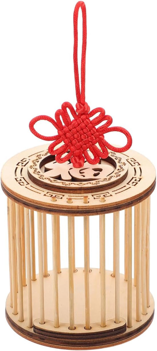 FRCOLOR Wooden Cricket Cage Carrying Cylindrical Enclosure Budgie Butterfly Habitat Insect Dragonfly Breeding Finch Feeder Bird Cage Kids Outdoor Toys