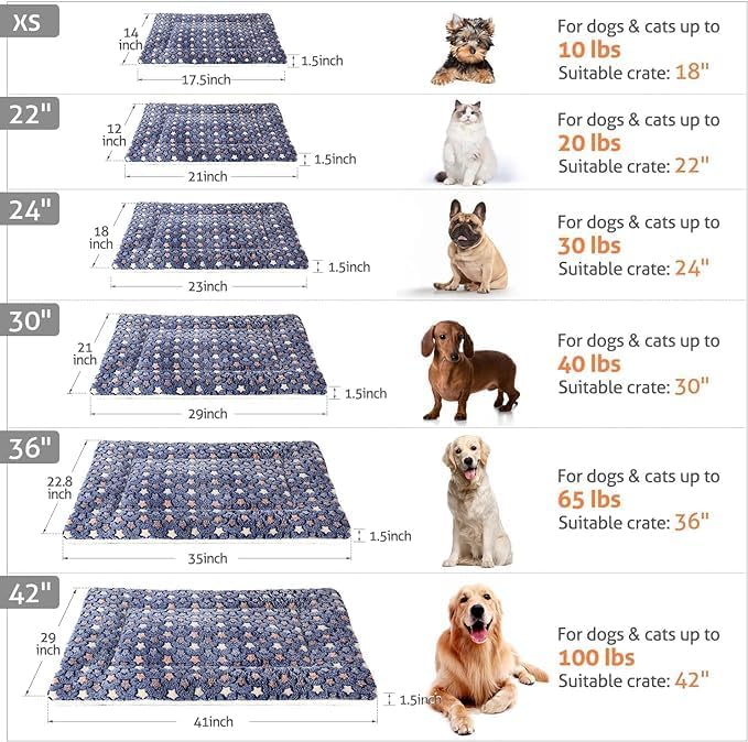 Mora Pets Dog Bed Crate Pad Ultra Soft Pet Bed with Cute Star Print Washable Reversible for Large Medium Small Dogs 21 x 12 inch 2 Pack Dark Blue