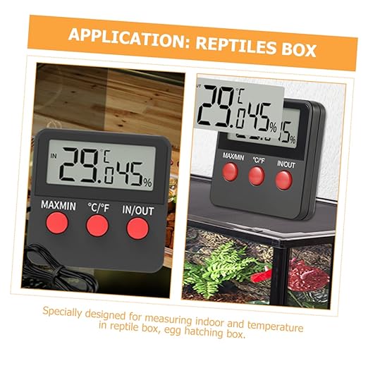 Mikikit 2sets Thermohygrometer for Reptile Digital Temp Humidity Sensor Lizard Tank Gecko Accessories Egg Incubator