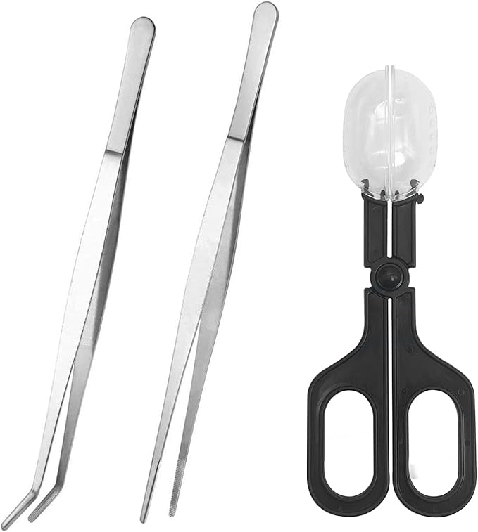 kathson Reptile Stainless Steel Tweezers Bug Feeding Clamp Cricket Tongs for Insects Lizard Turtle Snake Spider Frog Gecko Chameleon