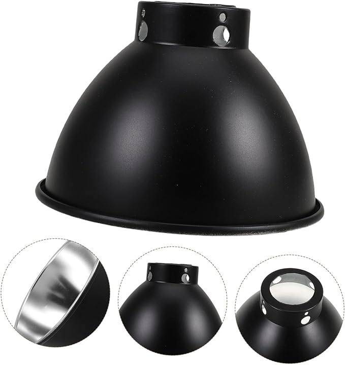 Yardwe Reptile Dome Lamp Shade Metal Reflective Cover for Basking Lamps Durable Heat Reflector for Terrarium Optimal Heat Distribution User Friendly Installation