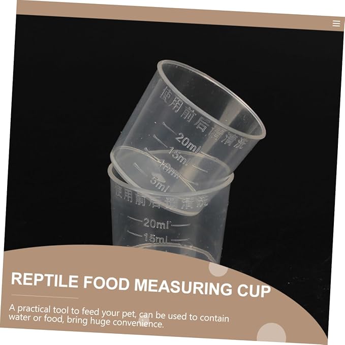 Totority 30Pcs 20ml Reptile Feeding Cups Set Washable Scale Measuring Cups for Lizards Snakes and Tortoises Sturdy Food and Water Bowls for Reptile Care