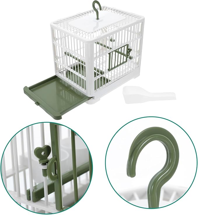 POPETPOP Foldable Lightweight Bird Carrier Cage for Small Parrots Travel Cage Removable Tray for Parakeets and Cockatiels Breathable Design for Comfort and Safety