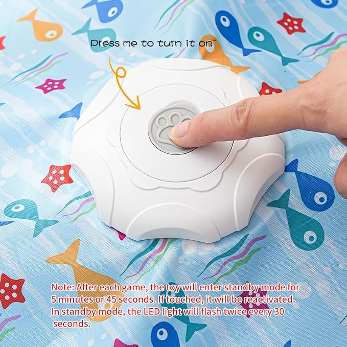 Rechargeable Automatic Cat Toy, 3-Mode Touch-Activated Interactive Toy with Random Motion, Concealed Feather & Squeaky Sound for Indoor Cats & Kittens (Blue) - Image 6
