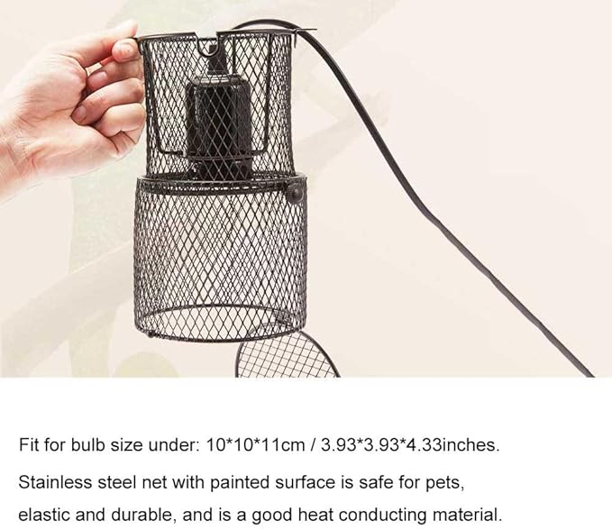 Reptile Heat Lamp Holder with Anti-hot Bracket, Pet Heat Lamp Lampshade Holder Heating Light Bulbs Holder Heating Lamp Shade with Switch for Pet Amphibian Snake Lizard Turtle Birds Chick，US Plug