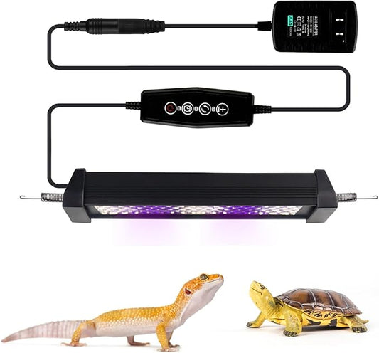 NANEEZOO UVB Reptile Light, Dimmable LED 10.0 UVB Lamp Fixture for Bearded Dragon Gecko Lizard Turtle Snake, Adjustable Brightness UVA UVB Light for Reptiles